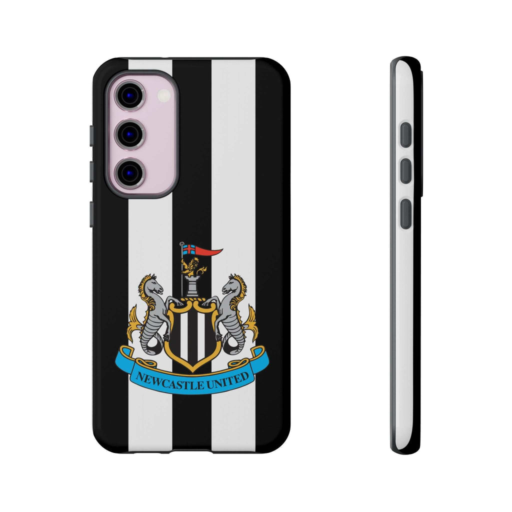 Newcastle United magnetic Samsung phone case with black and white design and official-inspired crest