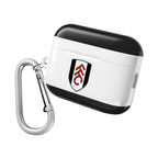 Fulham FC AirPods protective hard case with black and white club crest and carabiner clip