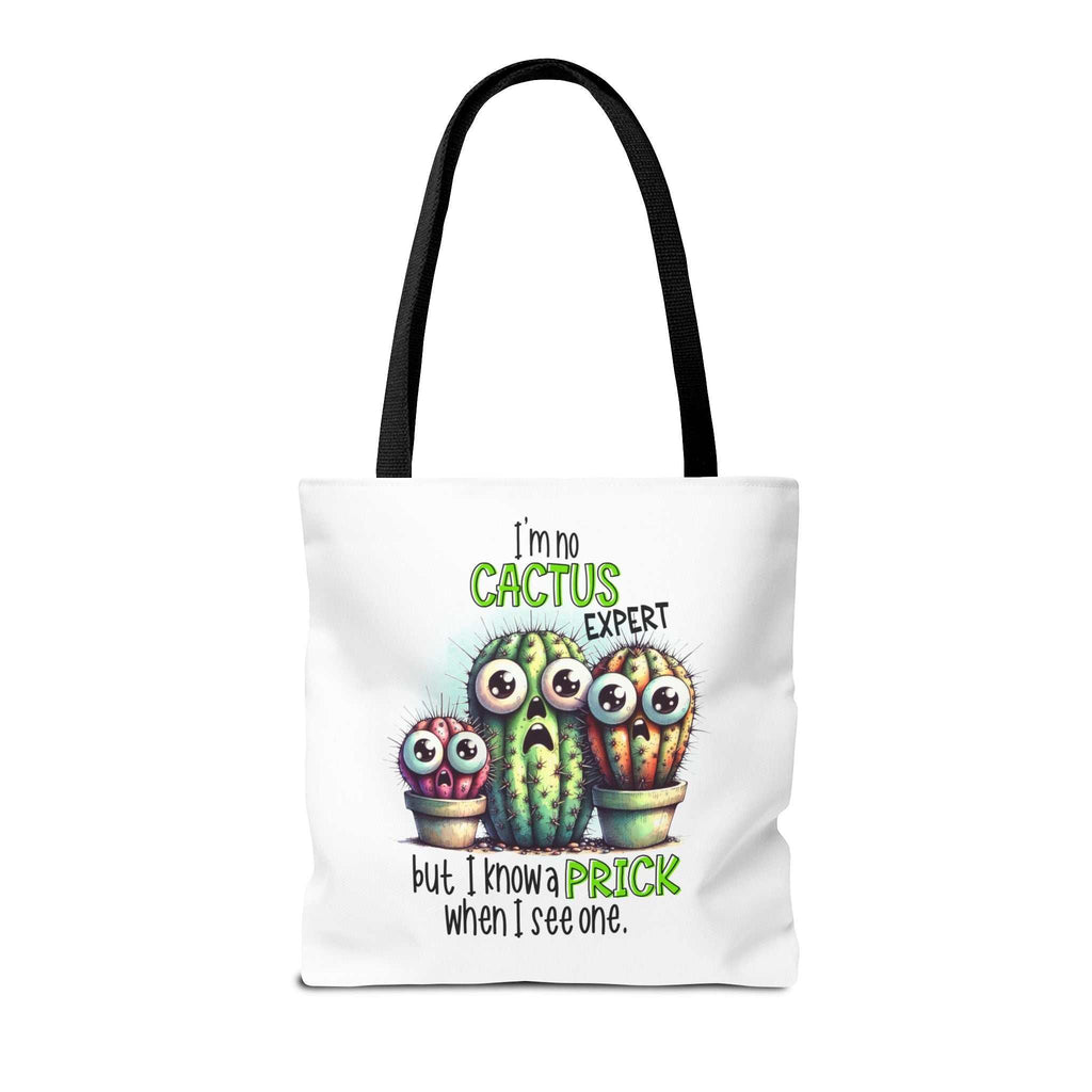 Fun cactus tote bag with cheeky design and colorful handles for everyday use