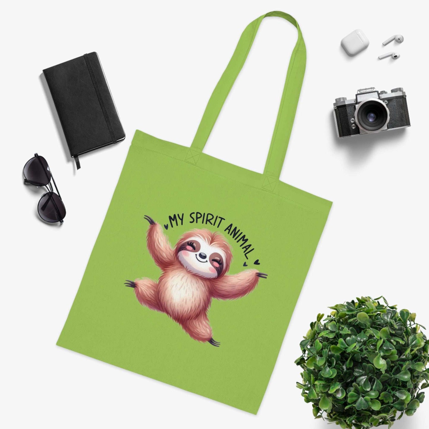 Cotton tote cute sloth design with vibrant colors and durable fabric.