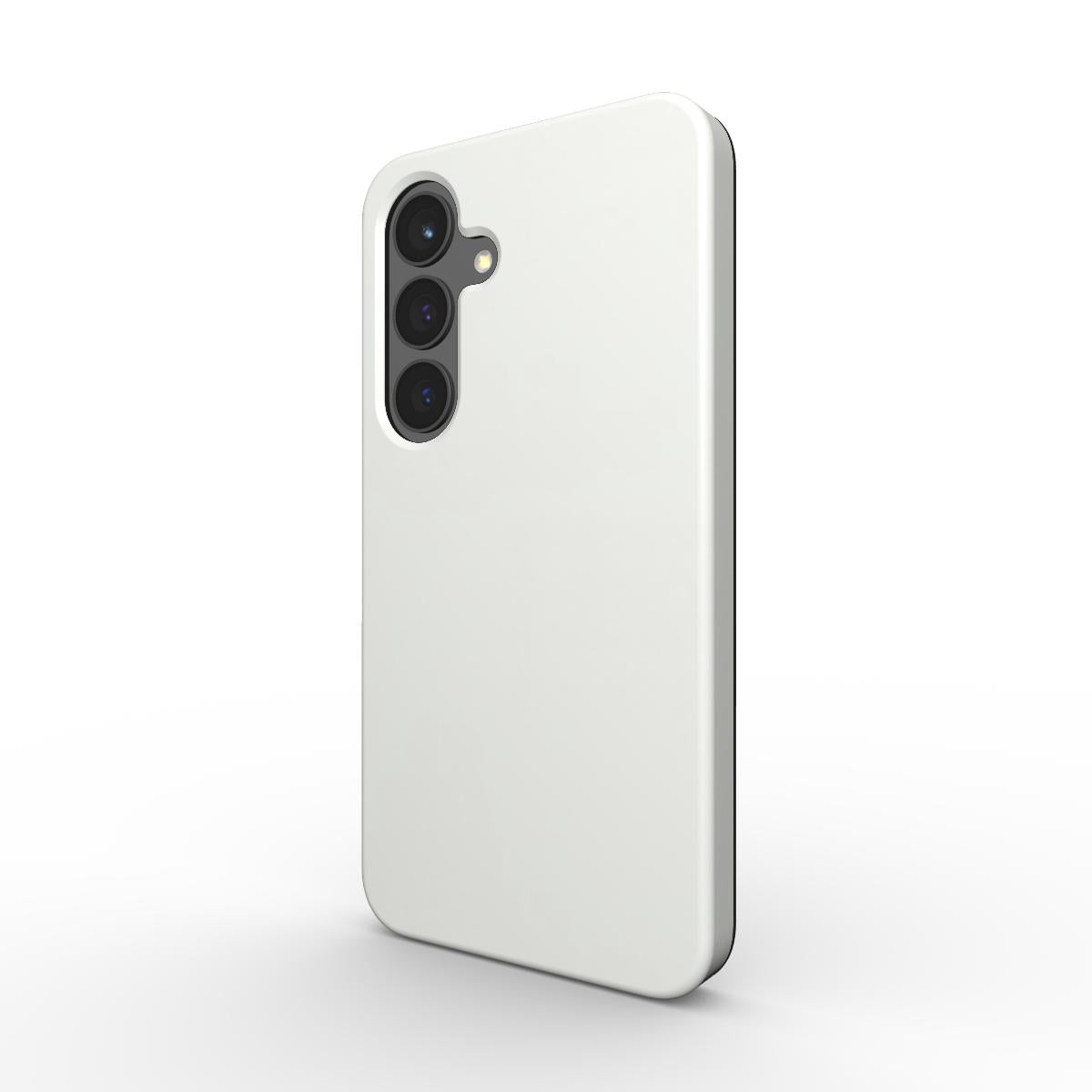 White Shadow Samsung dual layer phone case with glossy finish and shock-absorbing TPU liner