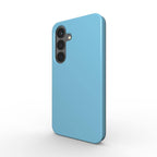 Vivid Sky Blue Samsung dual layer phone case with glossy finish and shock-absorbing TPU liner