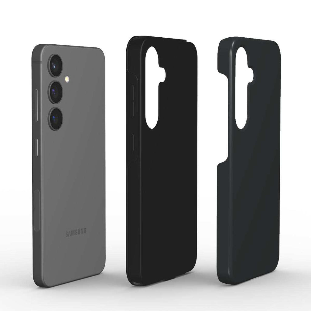 Black Shadow Samsung Dual Layer phone case with glossy finish and shock-absorbing TPU lining