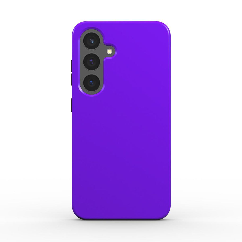 Electric Violet Samsung dual layer phone case with glossy finish and shock-absorbing TPU liner for durable protection