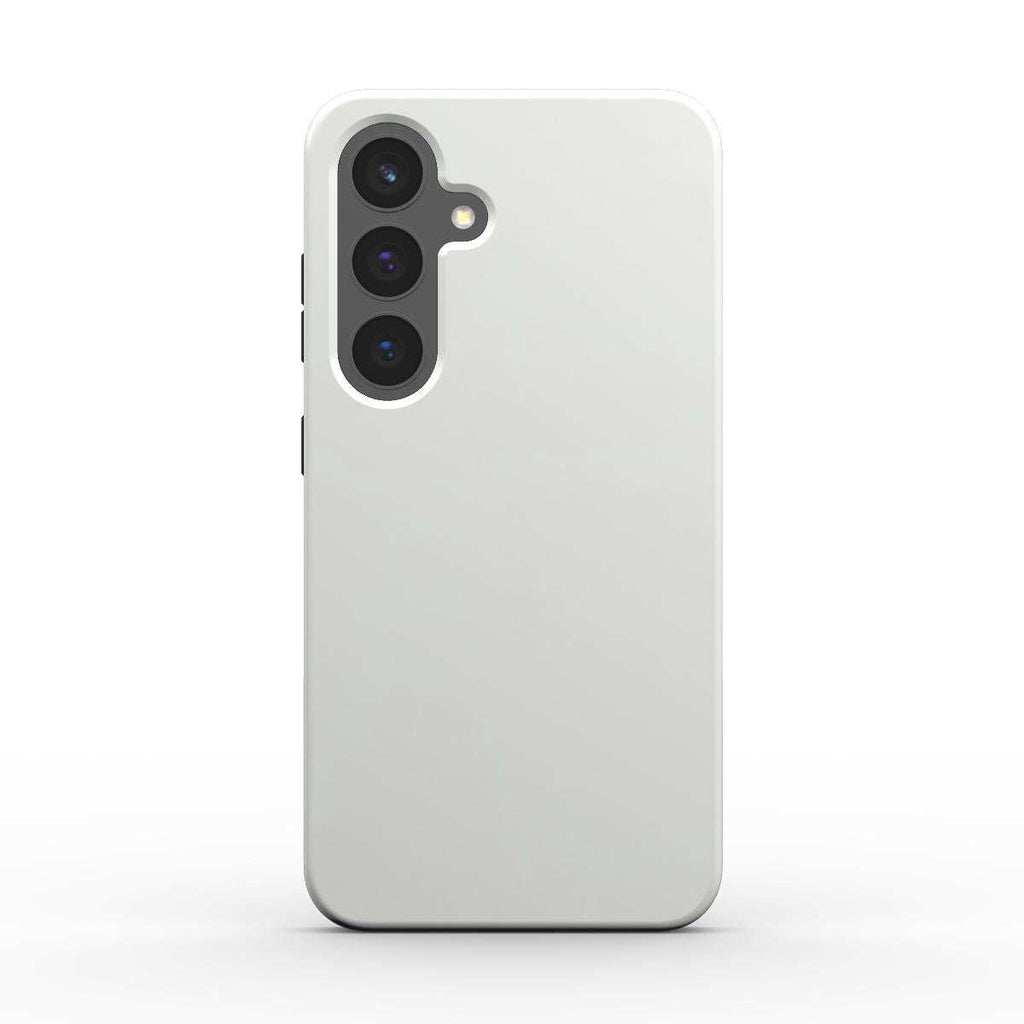 White Shadow Samsung dual layer phone case with glossy finish and shock-absorbing TPU liner