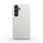White Shadow Samsung dual layer phone case with glossy finish and shock-absorbing TPU liner