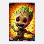 Baby Groot wall canvas featuring vibrant detail, perfect for adding charm to any room.