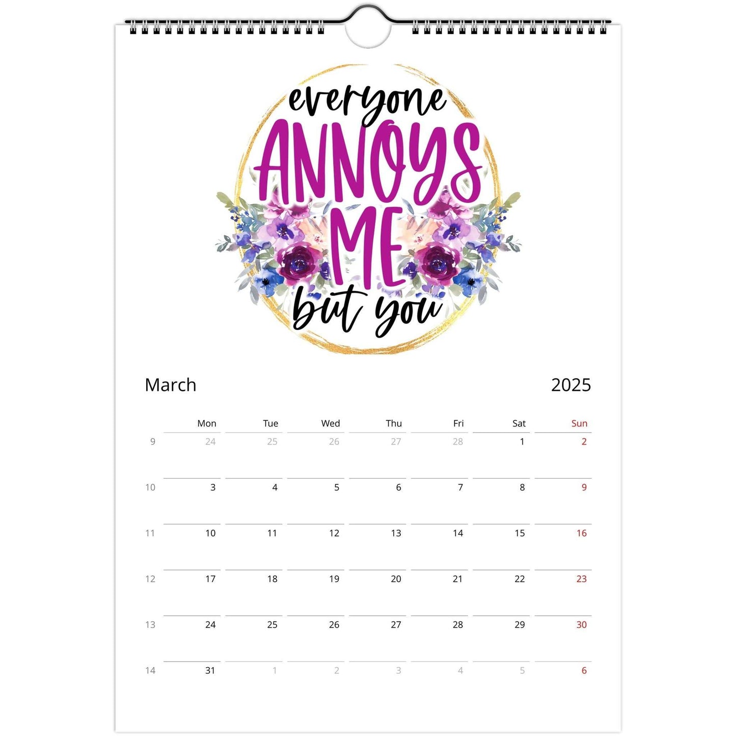 Personalised Best Friends 2025 Wall Calendar with quotes and date grids, A4 size, high-quality paper.