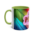 LGBTQ+ Pride Mug with vibrant rainbow design, ceramic, 11oz, glossy finish. 