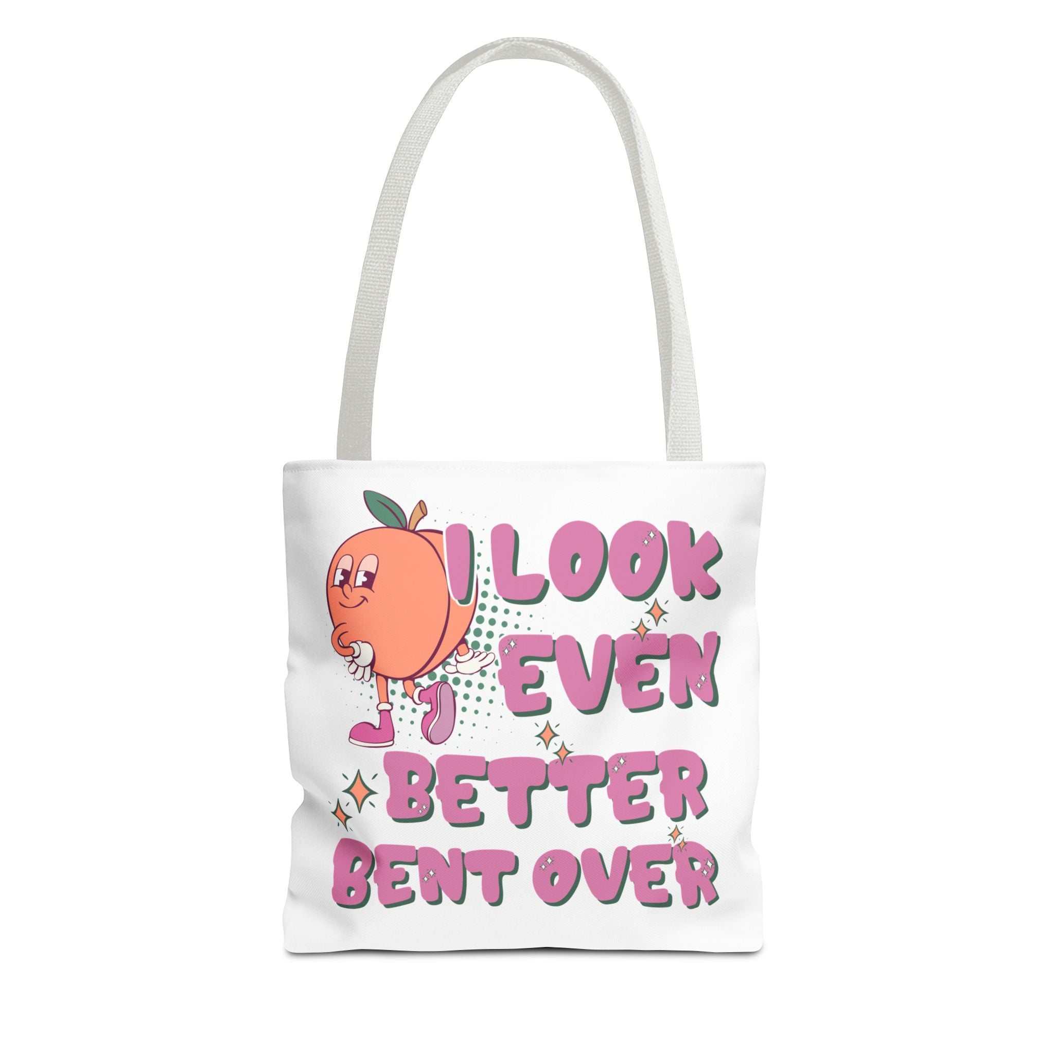 Cheeky Even Better Bent Over Tote Bag with colorful handles and durable spun polyester fabric