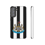 Newcastle United black and white Samsung phone case with magnetic wireless charging and dual-layer protection