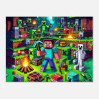 Minecraft Wall Canvas featuring vibrant game scenes and iconic characters, perfect for room decor.