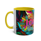 LGBTQ+ Pride Mug with vibrant rainbow design and yellow interior.
