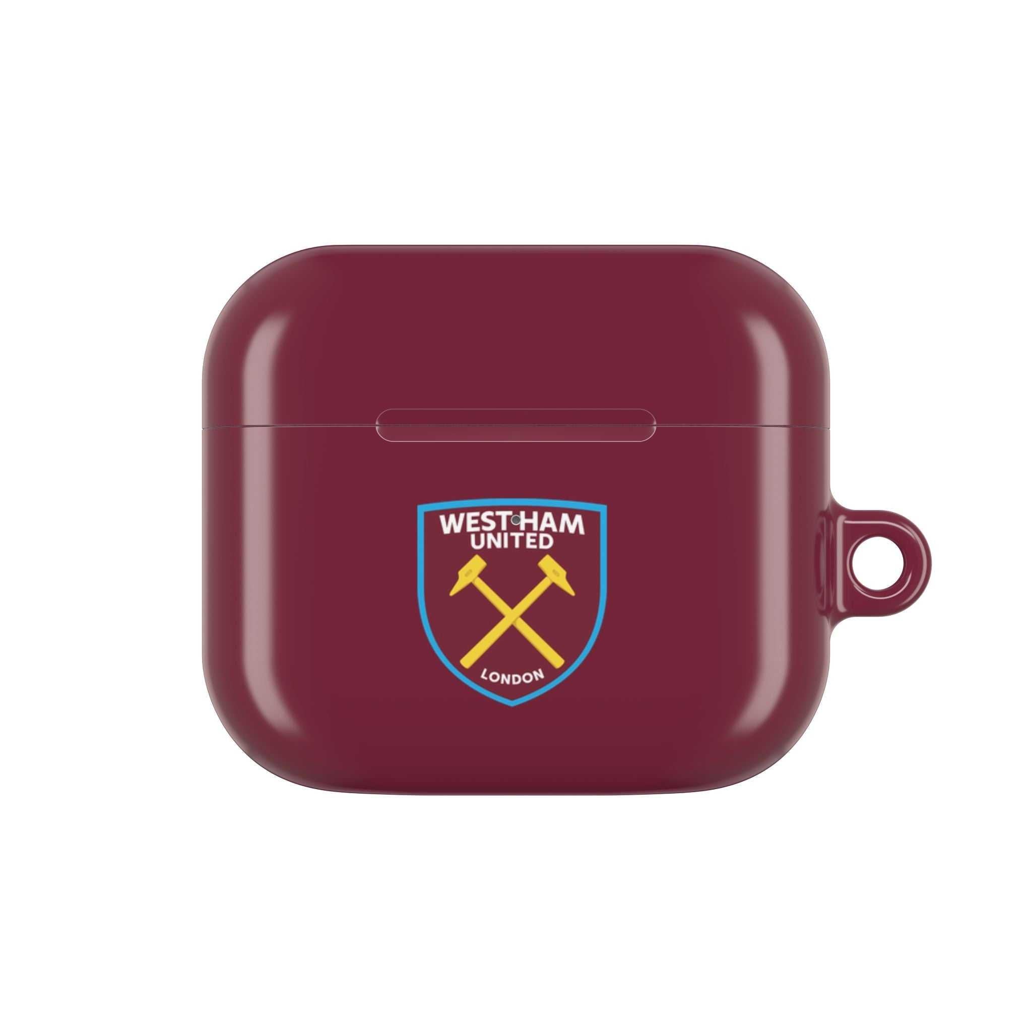 West Ham Utd FC AirPods Pro protective case in claret with crossed hammers crest