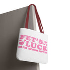 Pink heart tote bag with cheeky fun design and durable spun polyester material