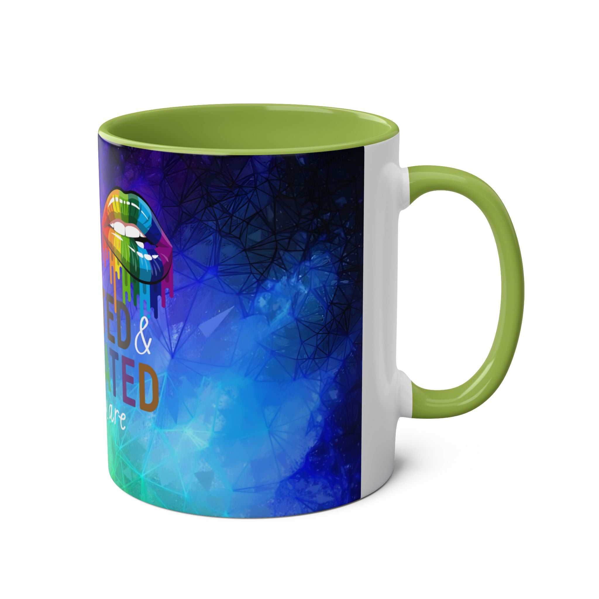 LGBTQ+ Pride Mug with vibrant rainbow design and glossy finish.