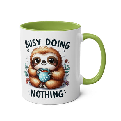 cute sloth coffee mug with whimsical design and green interior