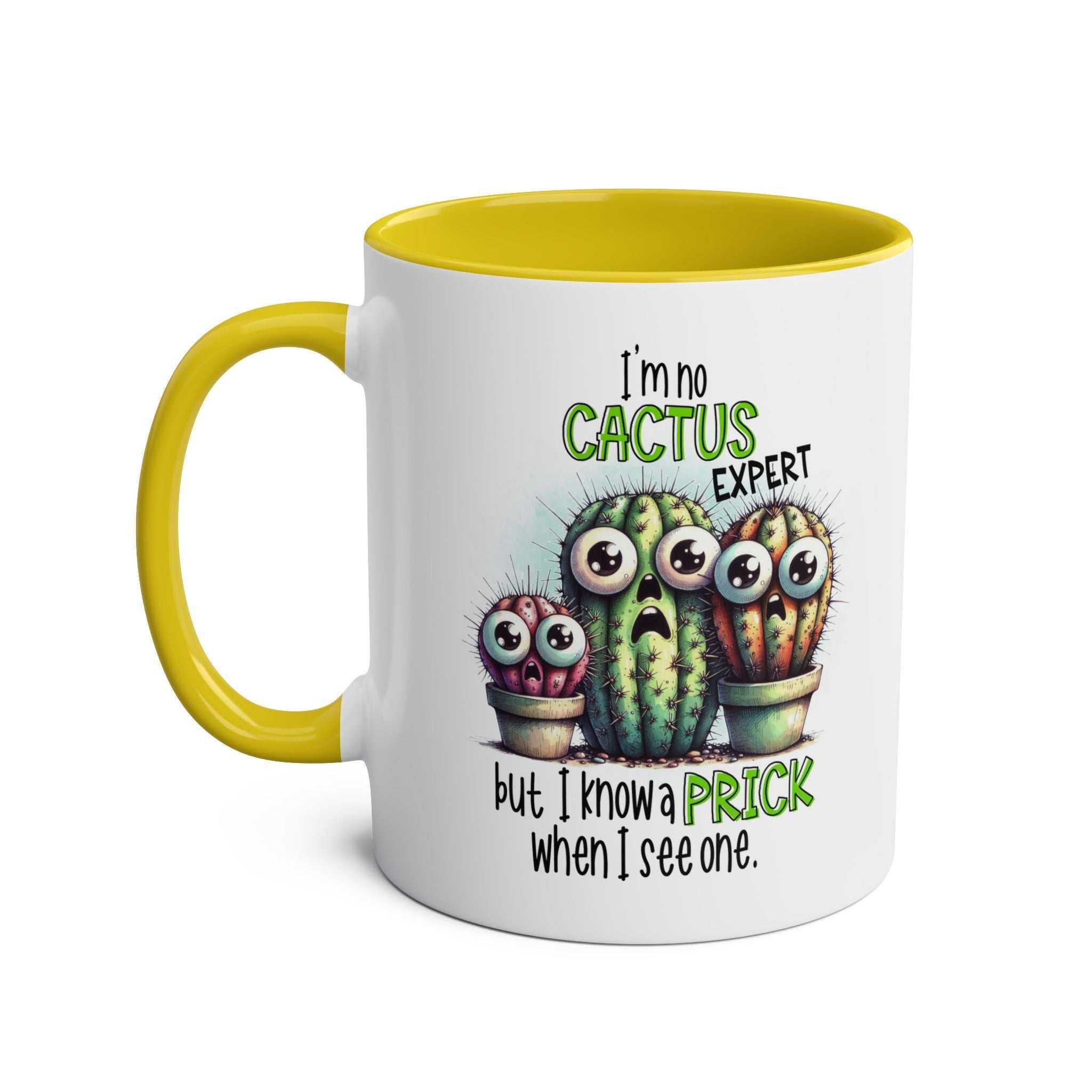 Fun Cactus Expert Coffee Mug with sassy cactus design and glossy finish