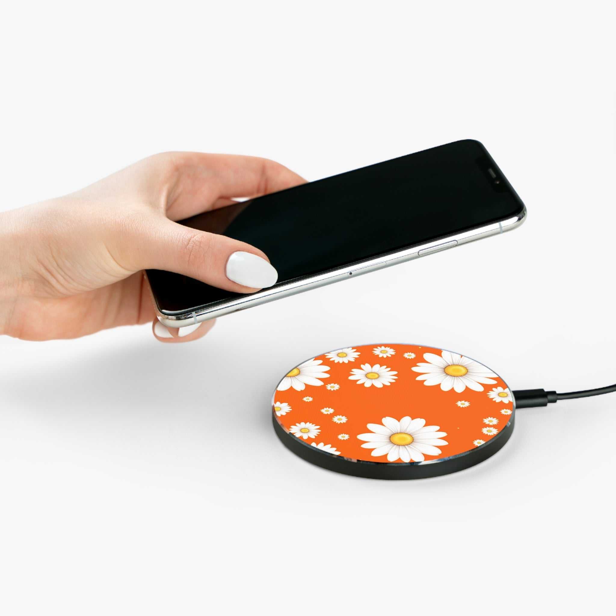 Orange Daisy Design Wireless Charger