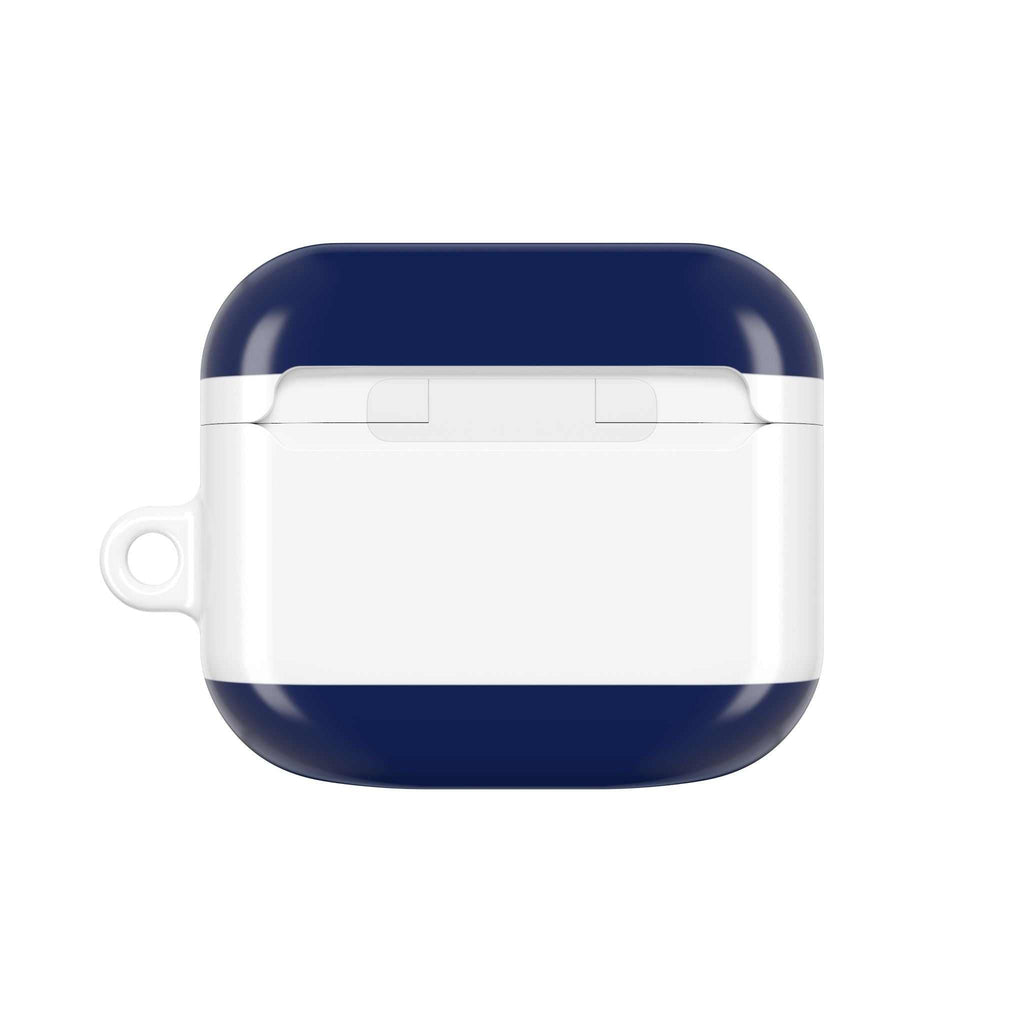 Tottenham FC AirPods protective case in white and navy with durable shock-resistant design and glossy finish