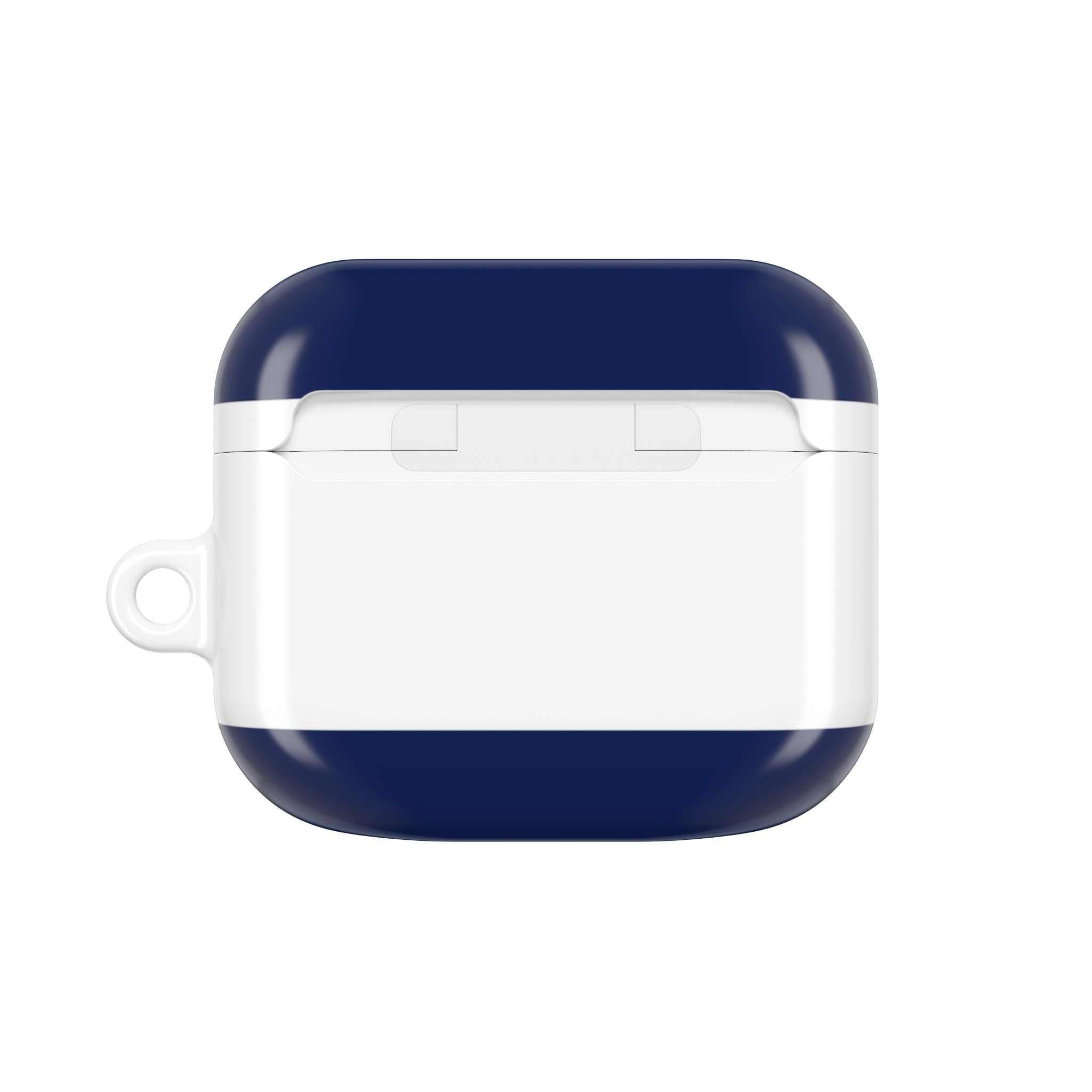 Tottenham FC AirPods protective case in white and navy with durable shock-resistant design and glossy finish