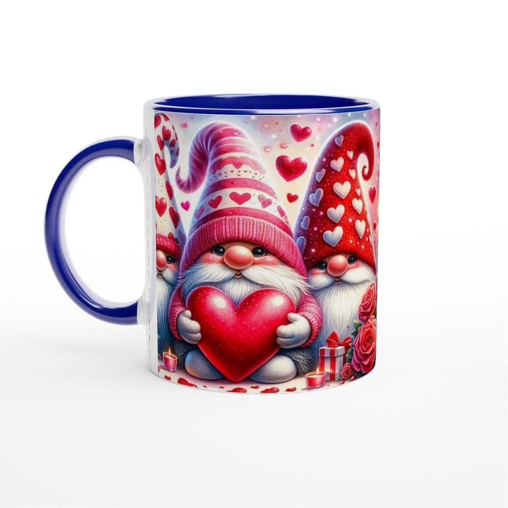 Cute Gnome Valentines Day Mug with heart and gnome design, perfect sweet coffee cup gift.
