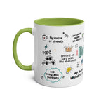Fathers Day Gift Mug with green interior and handle, featuring playful dad-themed designs.