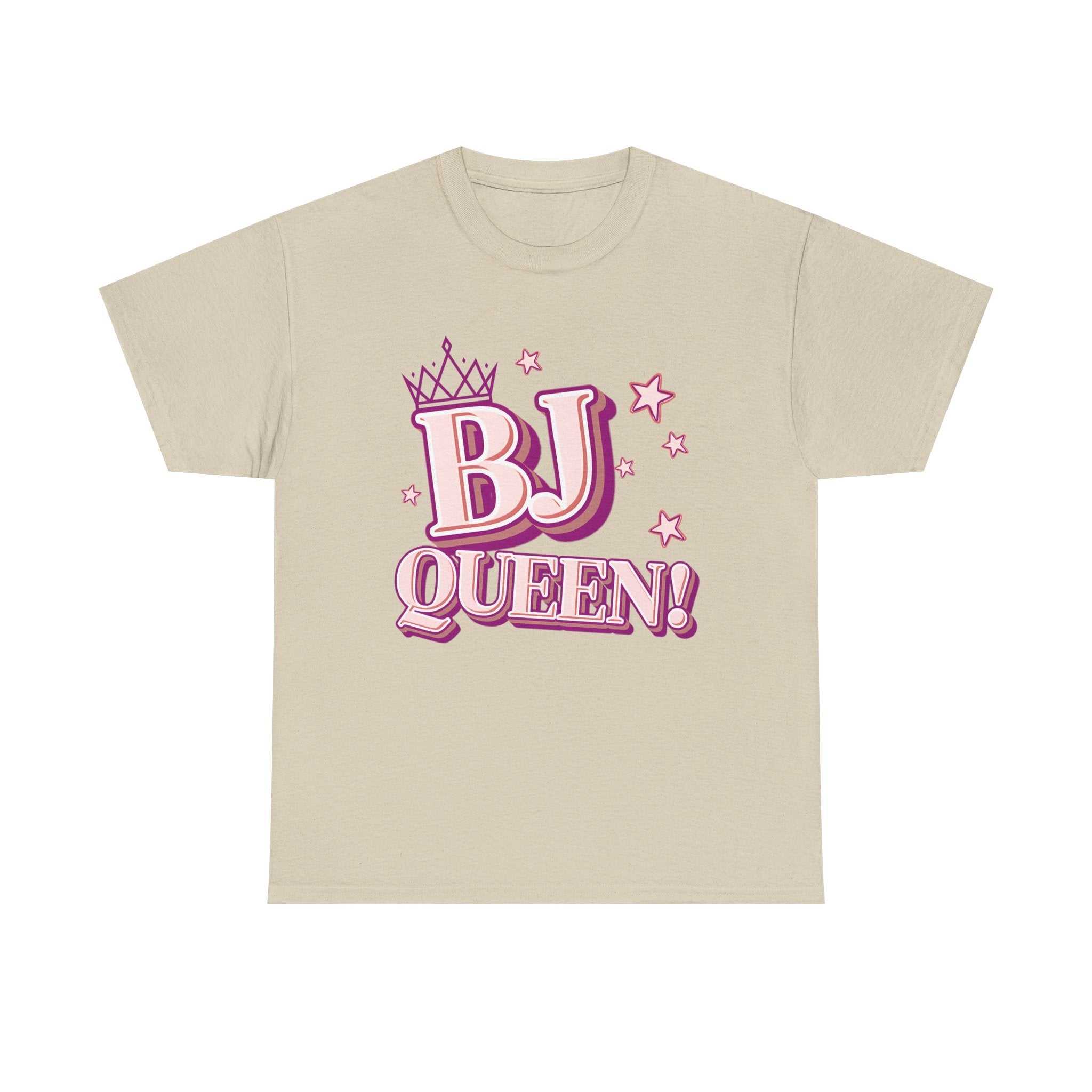 BJ Queen T-Shirt with bold cheeky humor and crown graphic, made of soft 100% cotton for comfort and style