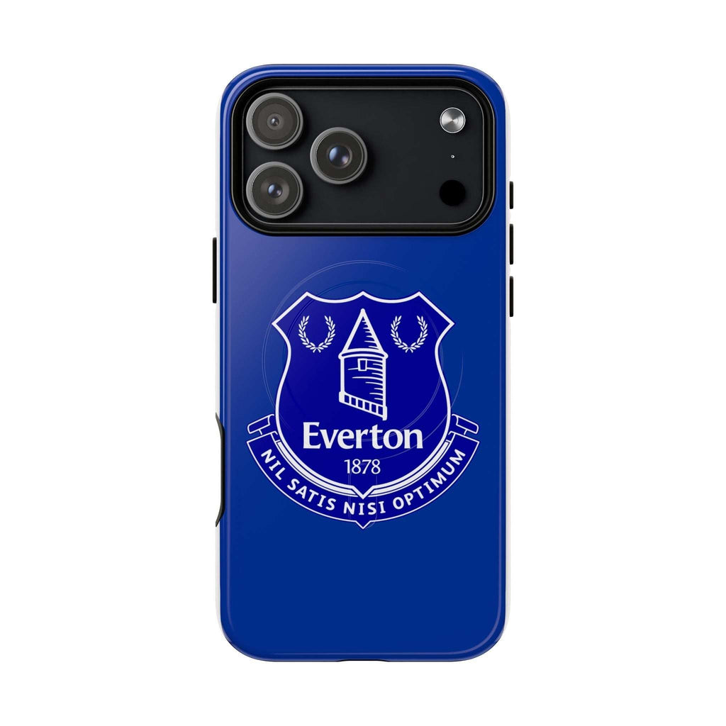 Everton FC MagSafe iPhone case in royal blue with official-inspired crest and dual-layer protection
