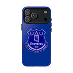 Everton FC MagSafe iPhone case in royal blue with official-inspired crest and dual-layer protection