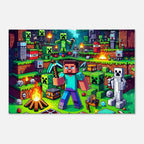 Minecraft Wall Canvas featuring vibrant game scenes and characters, perfect for decorating any room.