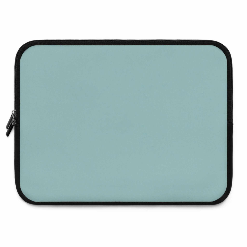 Teal green laptop sleeve made of durable neoprene with soft foam lining and dual zipper closure