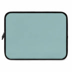 Teal green laptop sleeve made of durable neoprene with soft foam lining and dual zipper closure