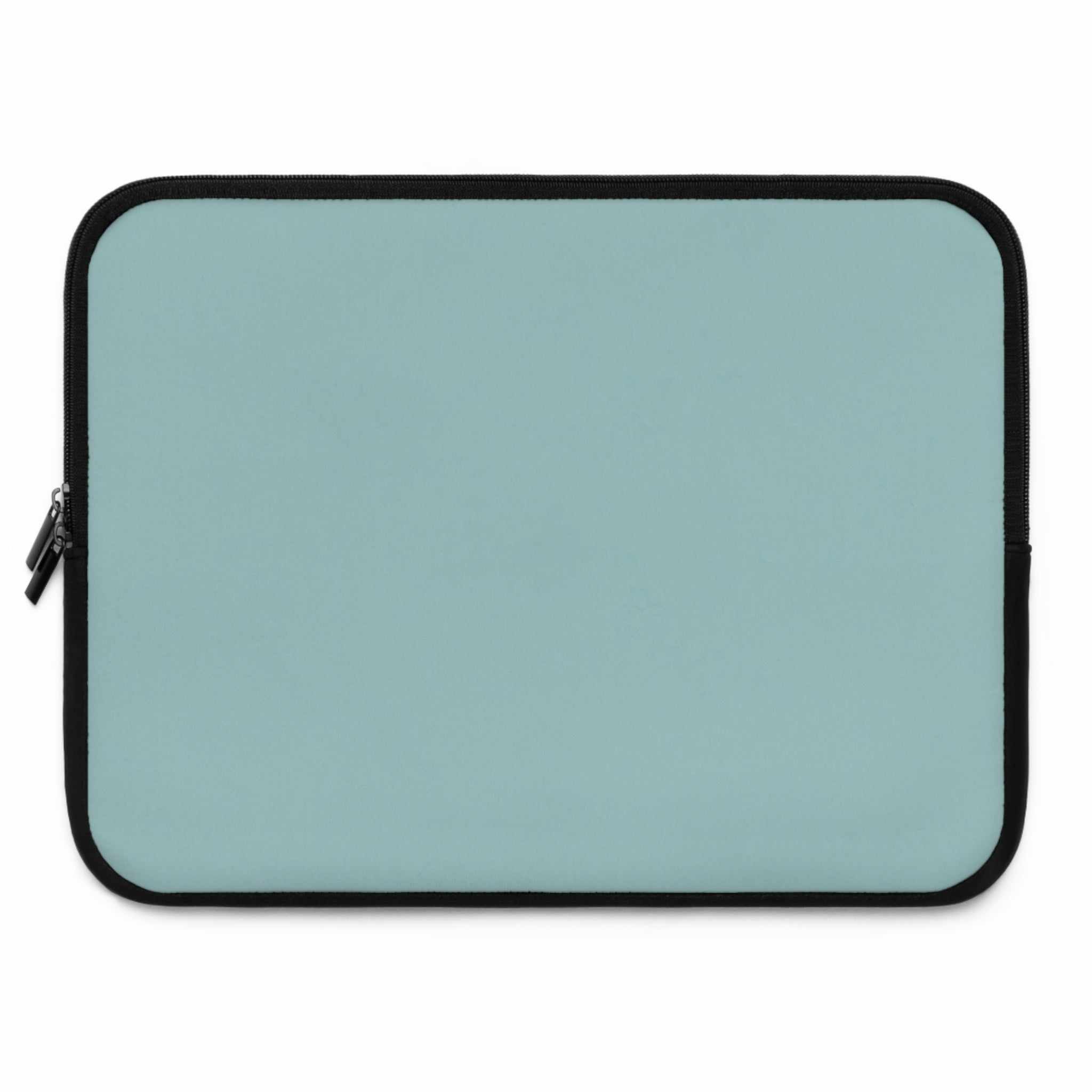 Teal green laptop sleeve made of durable neoprene with soft foam lining and dual zipper closure