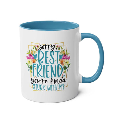 Best Friend Coffee Mug with fun design, available in 7 colors, 11oz ceramic, microwave and dishwasher safe.