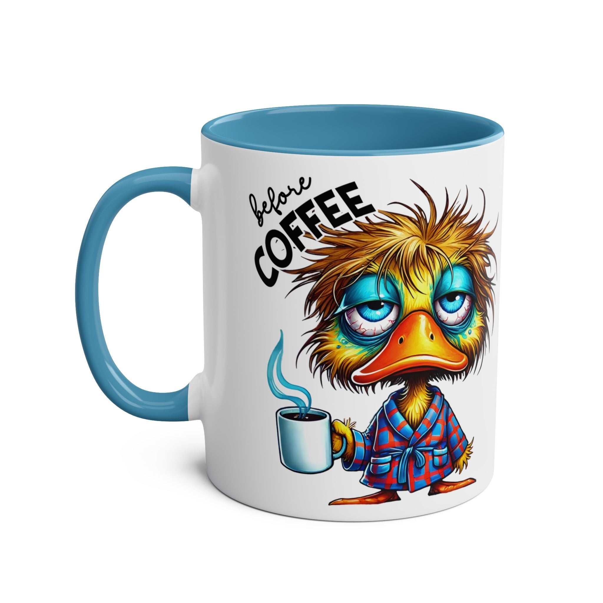 Fun Sarcastic Coffee Mug with colorful cartoon design, ideal for morning humor.