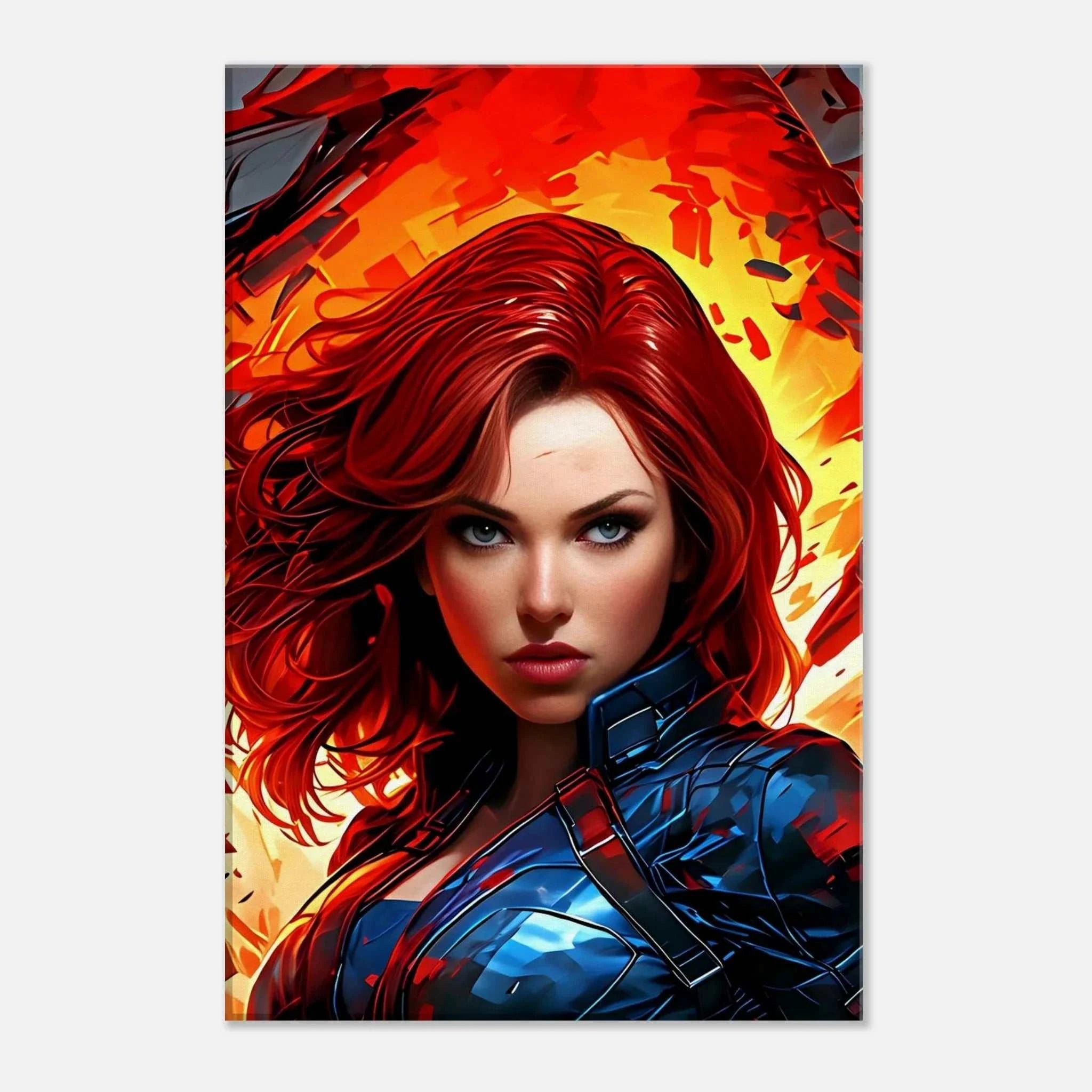 Captain Marvel wall canvas with bold artwork, vibrant colors, and heroic design.