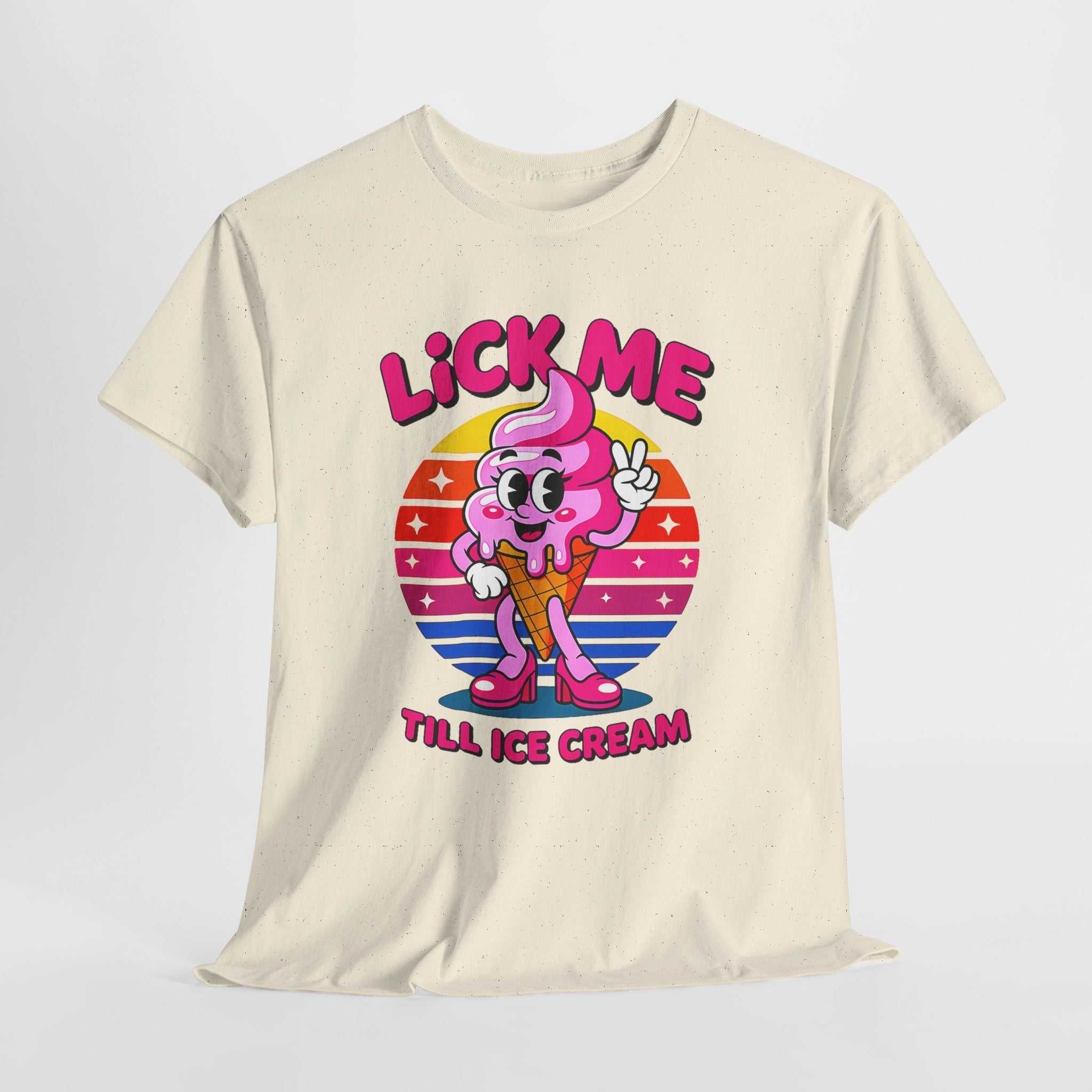 Lick Me Till Ice Cream T-Shirt with playful ice cream graphic and summer vibes
