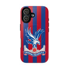 Crystal Palace MagSafe iPhone case with red and blue stripes and club crest, dual-layer protection, and MagSafe compatibility