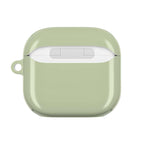 Sage green hard shell AirPods Protective Case with glossy finish and wireless charging compatibility