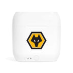 Wolves Fc wireless earbuds charging case with fan-inspired club crest design
