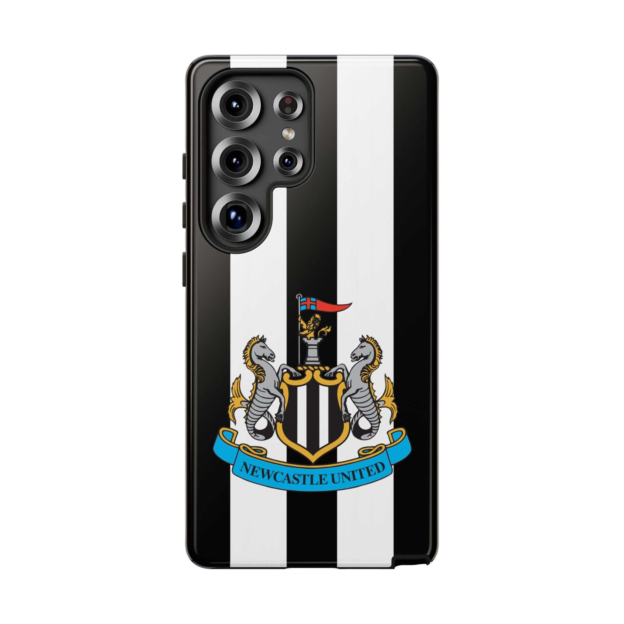 Newcastle United magnetic Samsung phone case with black and white design and protective dual-layer construction