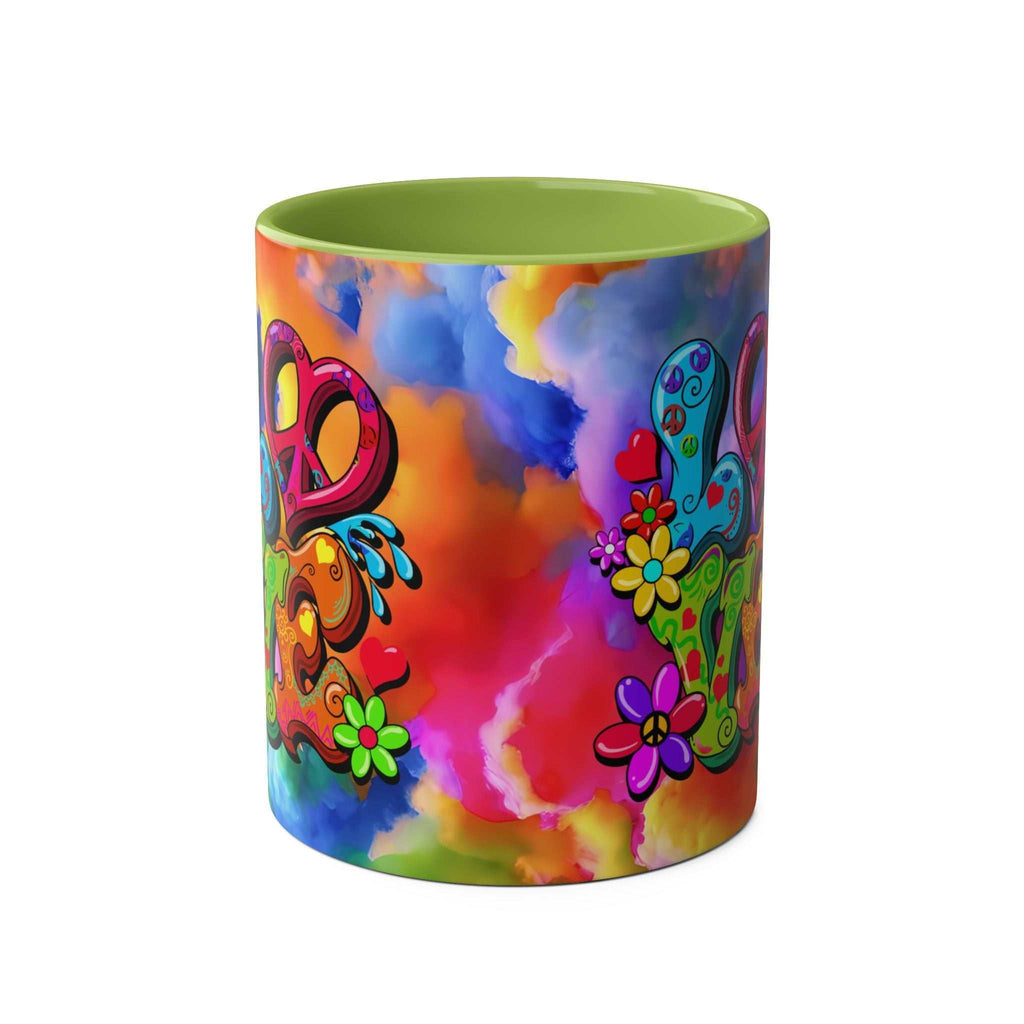 Vibrant ceramic LGBTQ+ Pride mug with rainbow design.