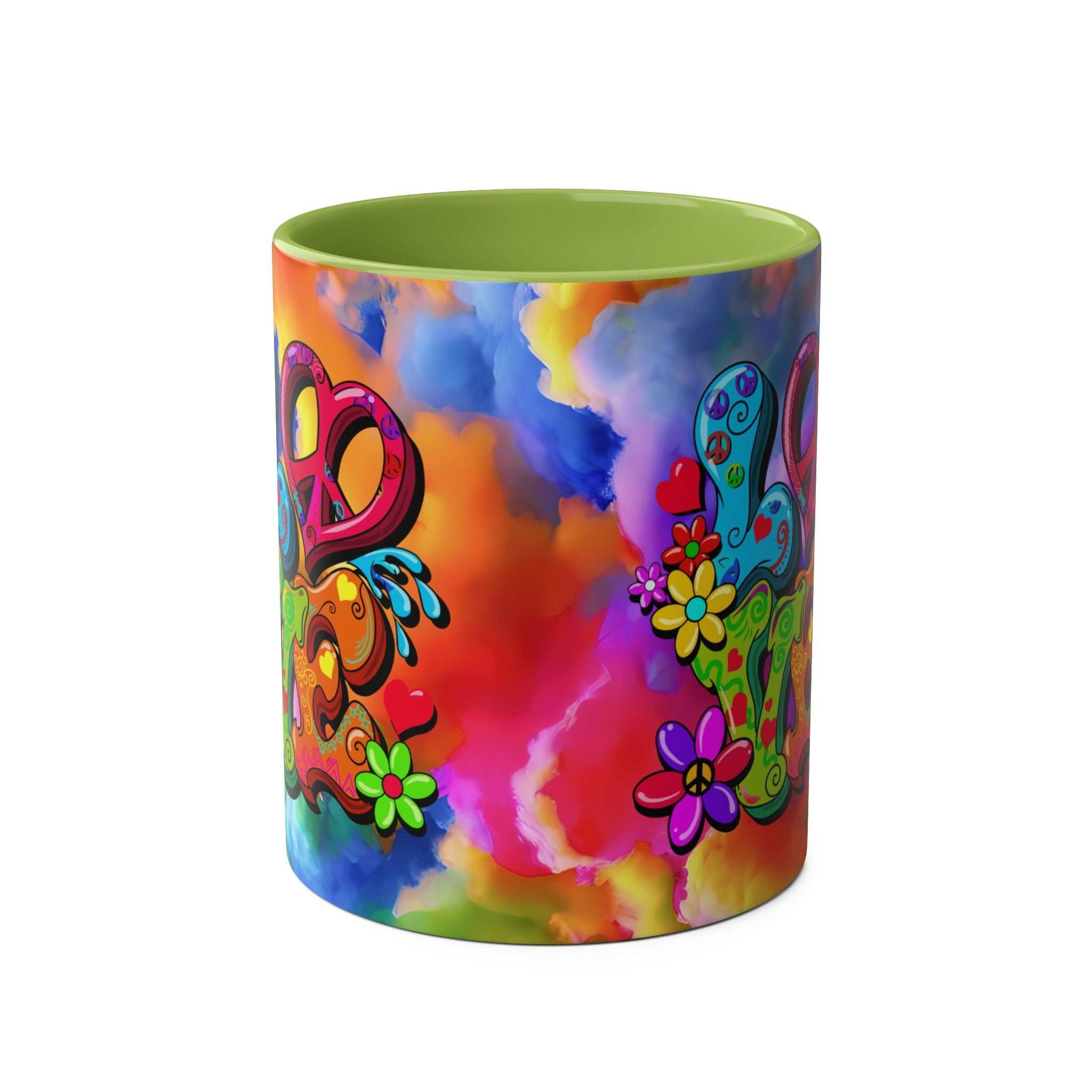 Vibrant ceramic LGBTQ+ Pride mug with rainbow design.