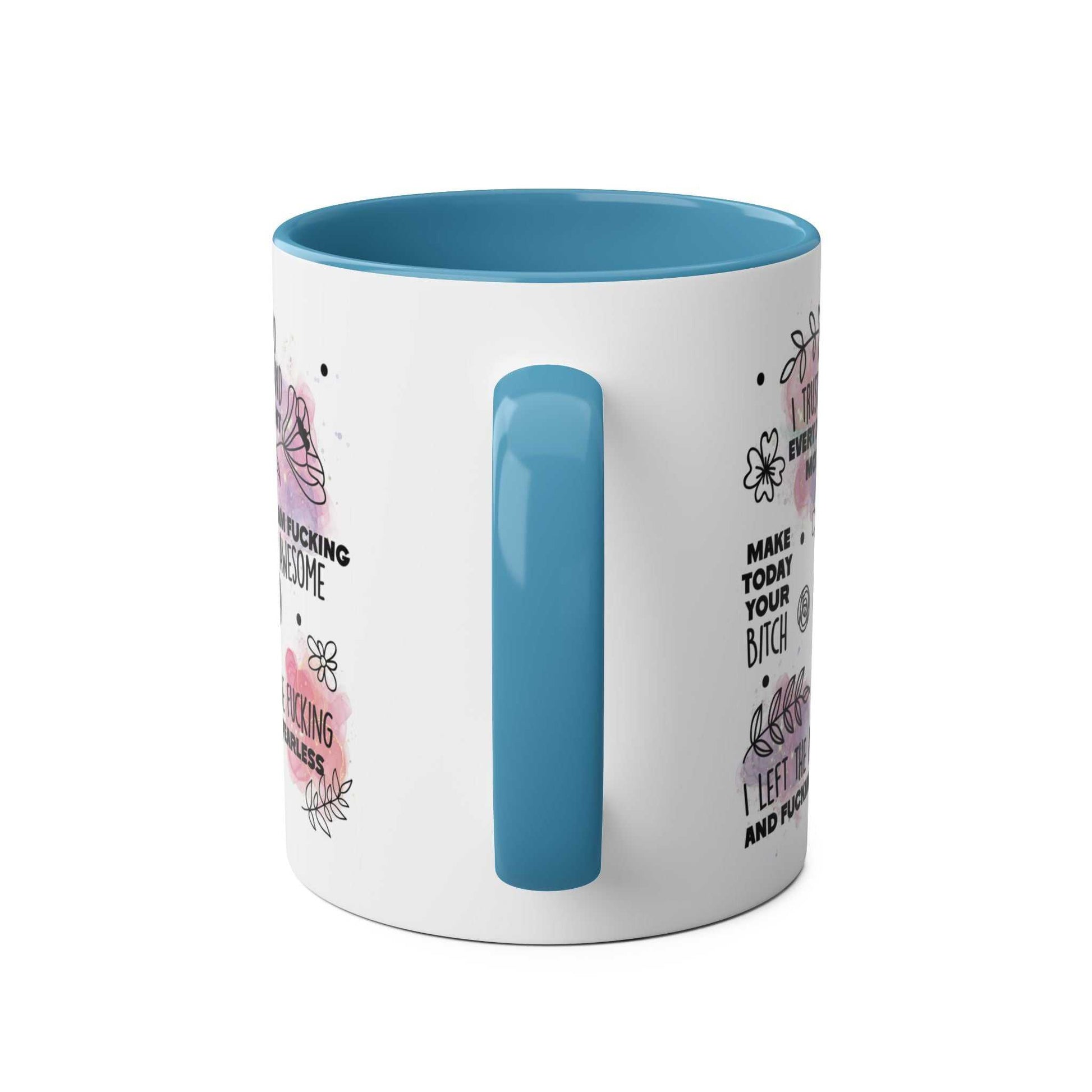 Colorful Sweary Quotes Coffee Mug with cheeky sayings, perfect for a playful personality.