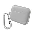 Silver AirPods Pro protective hard shell case with carabiner clip, durable and lightweight, scratch and bump resistant, wireless charging compatible
