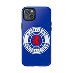 Rangers FC MagSafe iPhone case in royal blue with club crest, dual-layer protection, and MagSafe compatibility