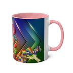 LGBTQ+ Pride mug with vibrant rainbow design and colorful graphics, celebrating love and diversity.