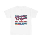 White Menopause In Progress T-Shirt with humorous hot flashes warning and vibrant print