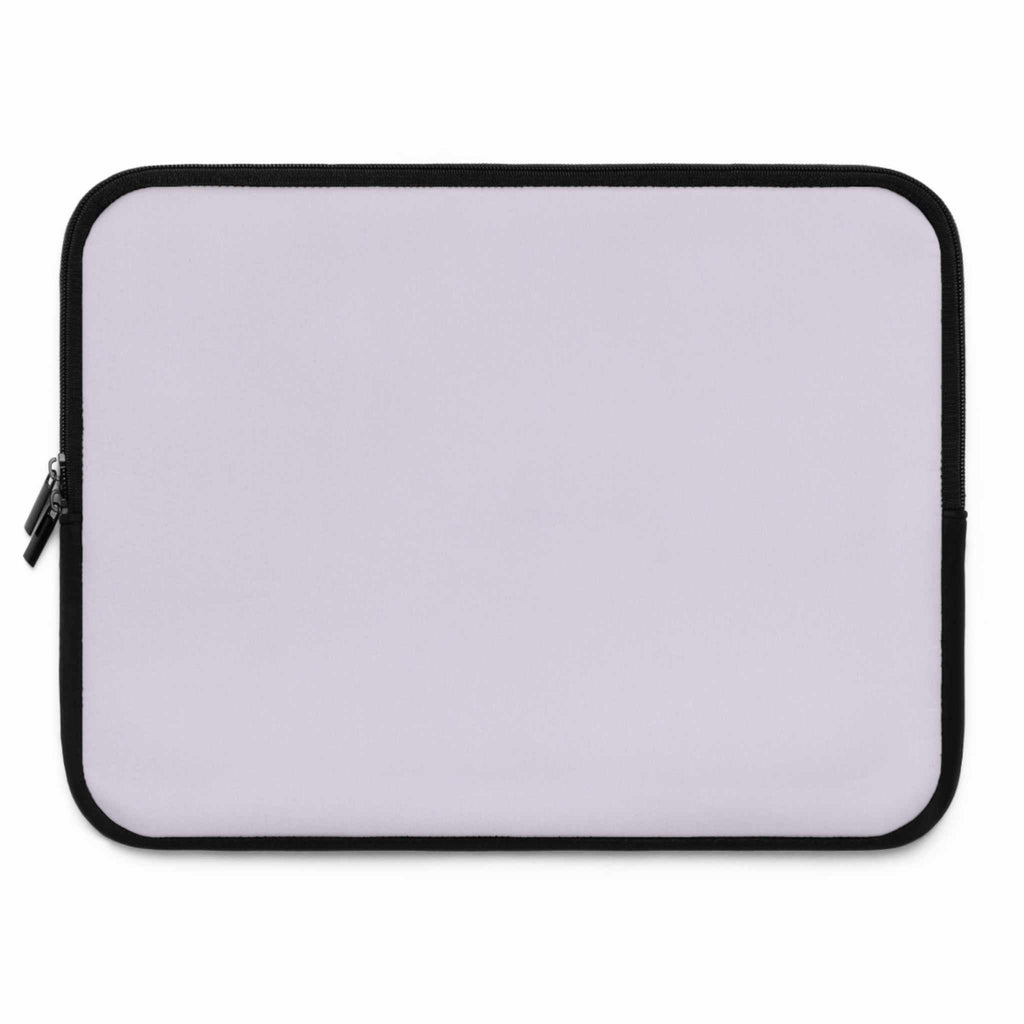 Lavender laptop sleeve made of durable neoprene with soft foam lining and dual zipper closure.
